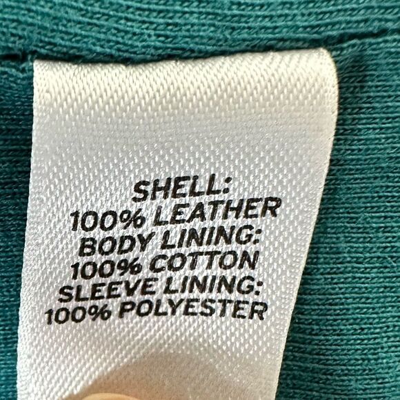 HINGE Women's Scalloped Zipper Front Soft Leather Jacket Teal Size Medium - Picture 12 of 14